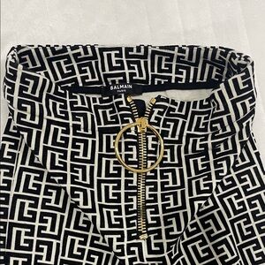 Balmain Monochrome Patterned pants with Gold Accent